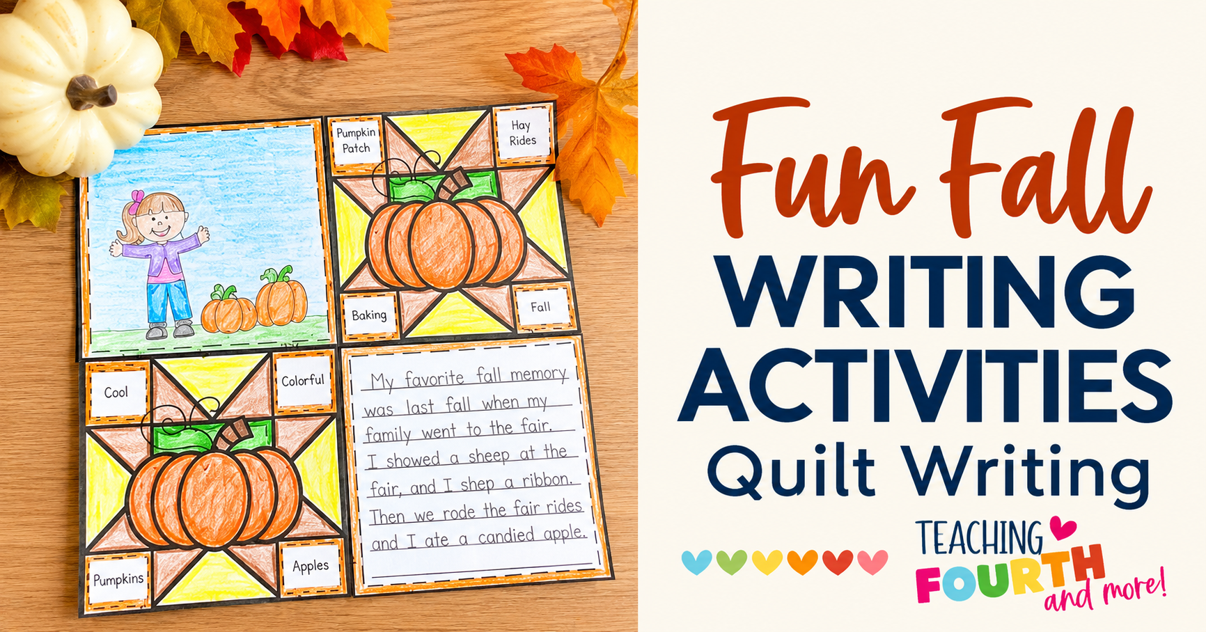 Fall writing quilt activity for 3rd, 4th, and 5th grade students