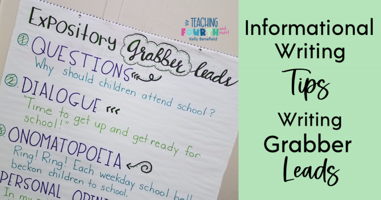 informational writing leads anchor chart and tips